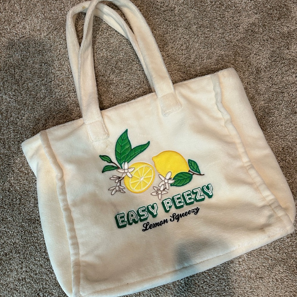 H&M Cream Tote Bag with Lemon Design